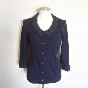 J.JILL  BLACK JACKET BLEND COTTON ANGORA BUTTONS S